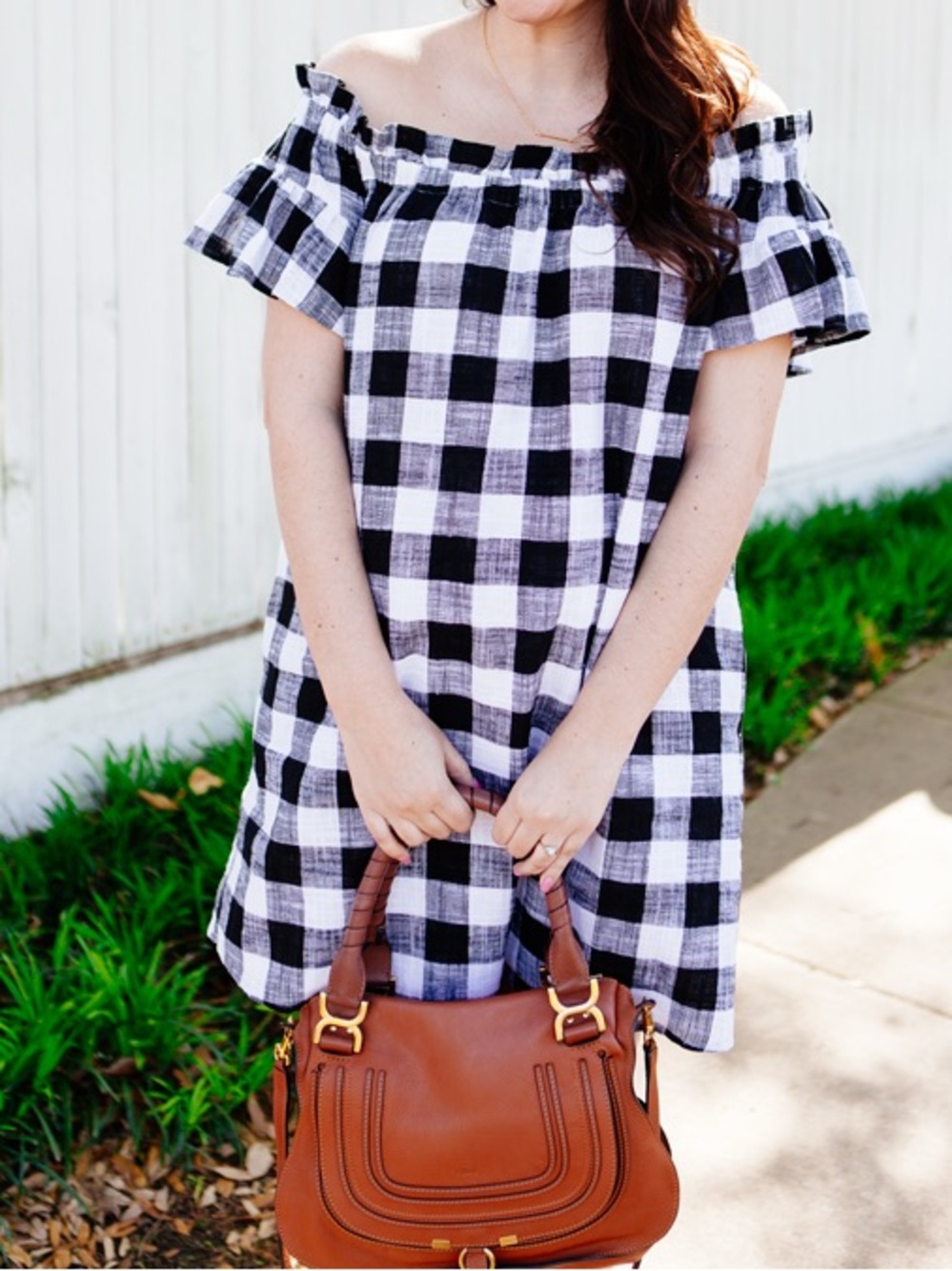 NEW Anthropologie Corey Lynn Calter Gingham Off-The-Shoulder Dress XS Petite